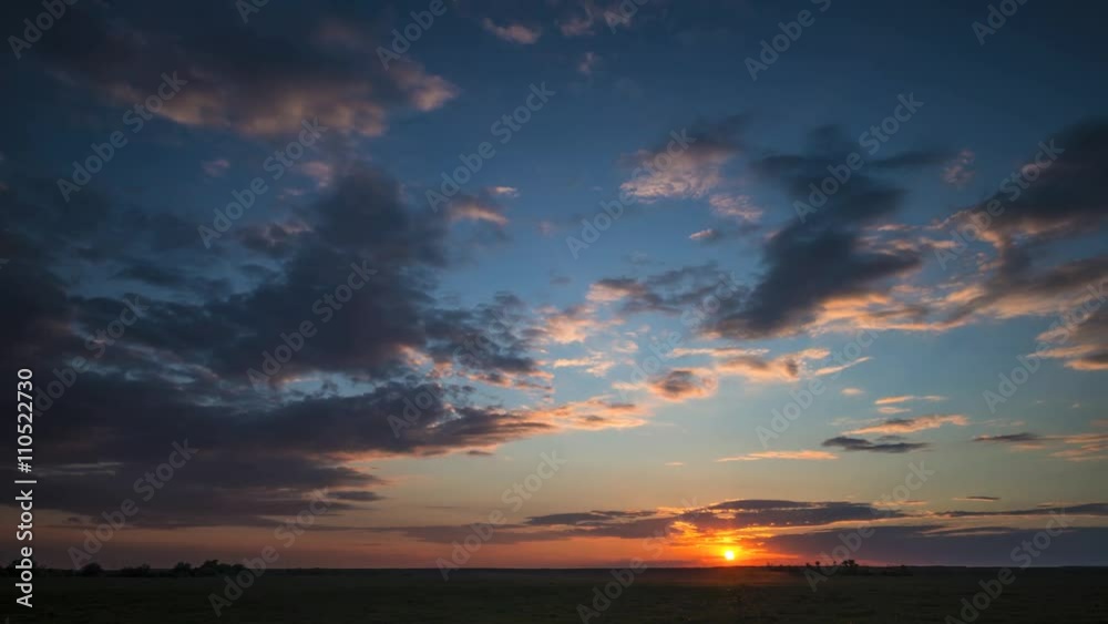 Summer Sunset Over The Field. Time lapse Summer Sunset Over The Field. Time lapse