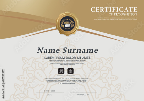 Certificate OF RECOGNITION frame design template layout template in A4 size
