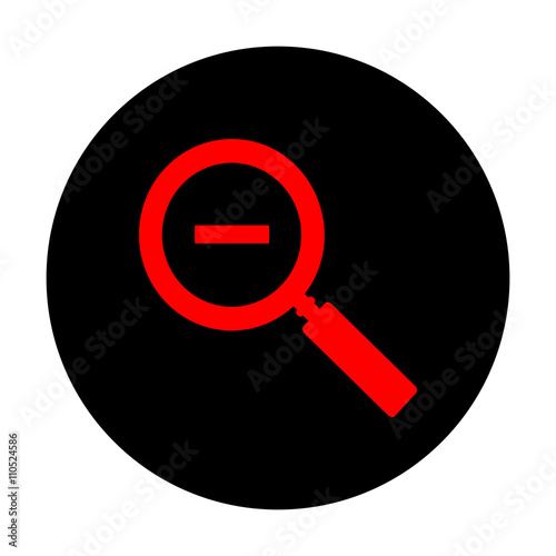 Zoom sign. Red vector icon