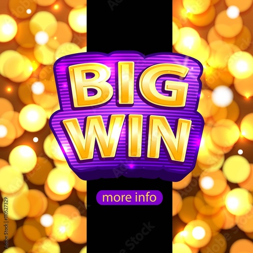 Big Win background for online casino, poker, roulette, slot machines, card games. Vector illustrator.