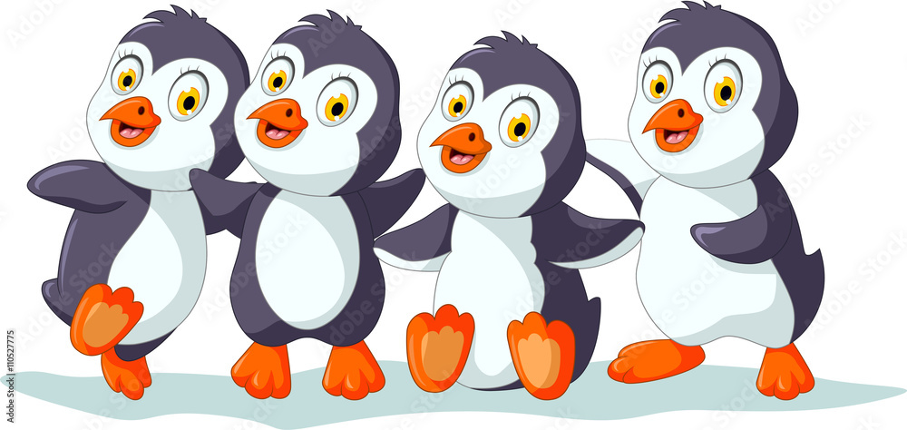 Obraz premium cute four penguins cartoon