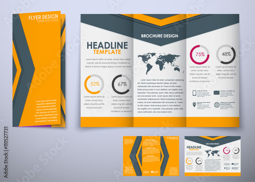 Template triple folding brochure design style material