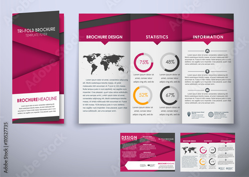 Template triple folding brochure design style material