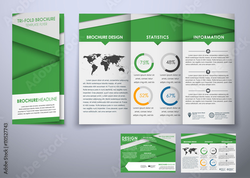 Template triple folding brochure design style material