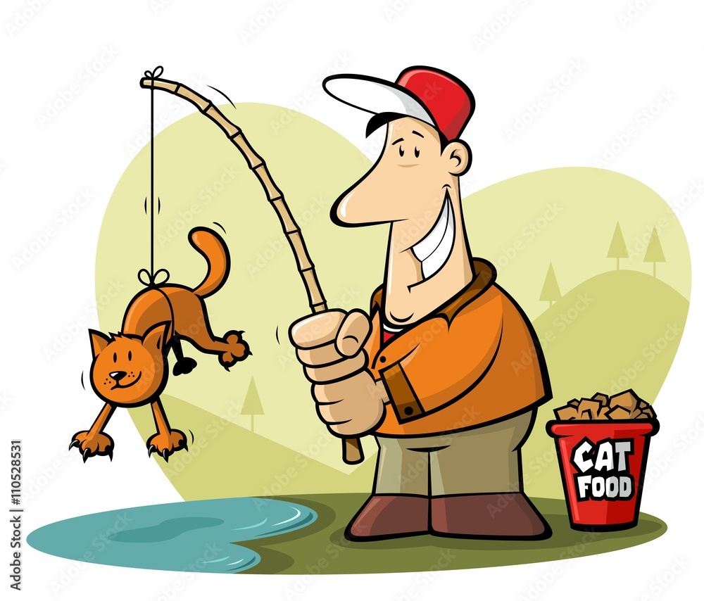 Funny fishing cartoon Stock Vector