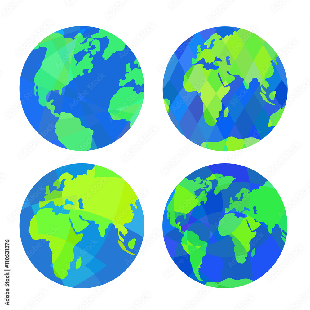 Set of earth globes. 