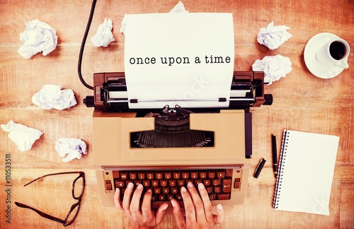 Composite image of once upon a time message on a white backgroun