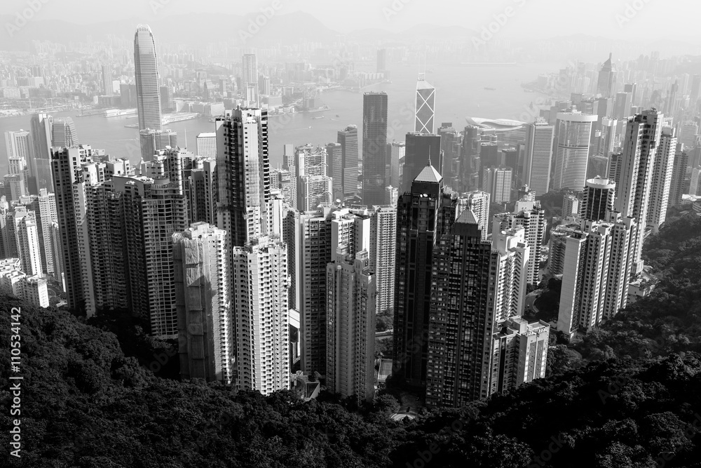 Fototapeta premium Hong Kong city view in black and white