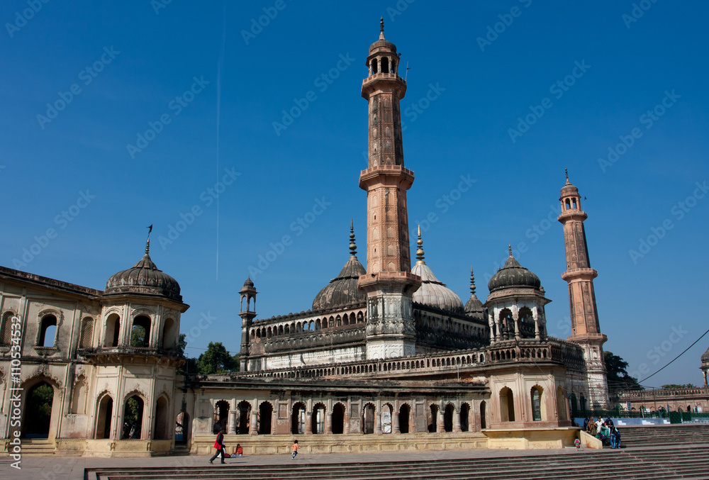 Tourists walking around Asfi mosque of Lucknow