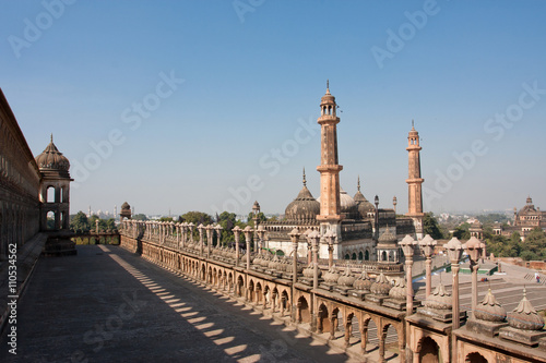 Asfi mosque view from roof of the Bara Imambara,India.