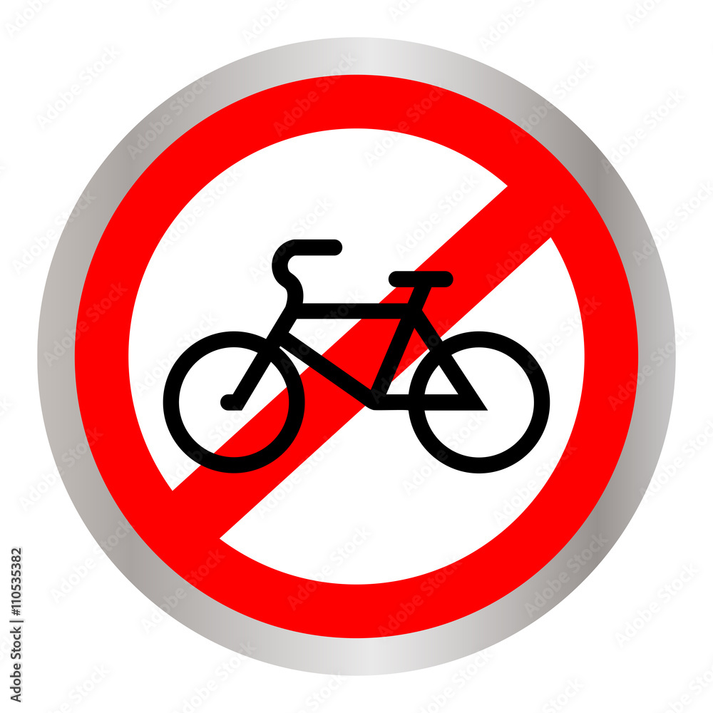 No bicycle, bike prohibited symbol. Sign indicating the prohibition or rule. Warning and forbidden. Flat design. Vector illustration. No bicycle, bike prohibited symbol. Sign indicating the prohibition or rule. Warning and forbidden. Flat design. Vector illustration.