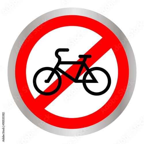 No bicycle, bike prohibited symbol. Sign indicating the prohibition or rule. Warning and forbidden. Flat design. Vector illustration. 