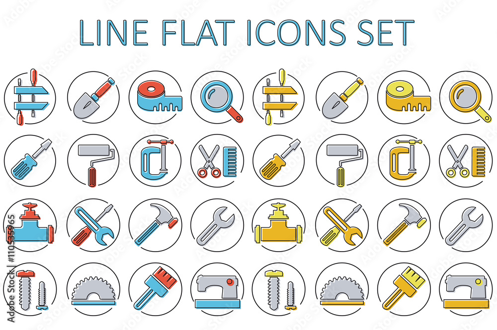 Set of building tools icons Linear