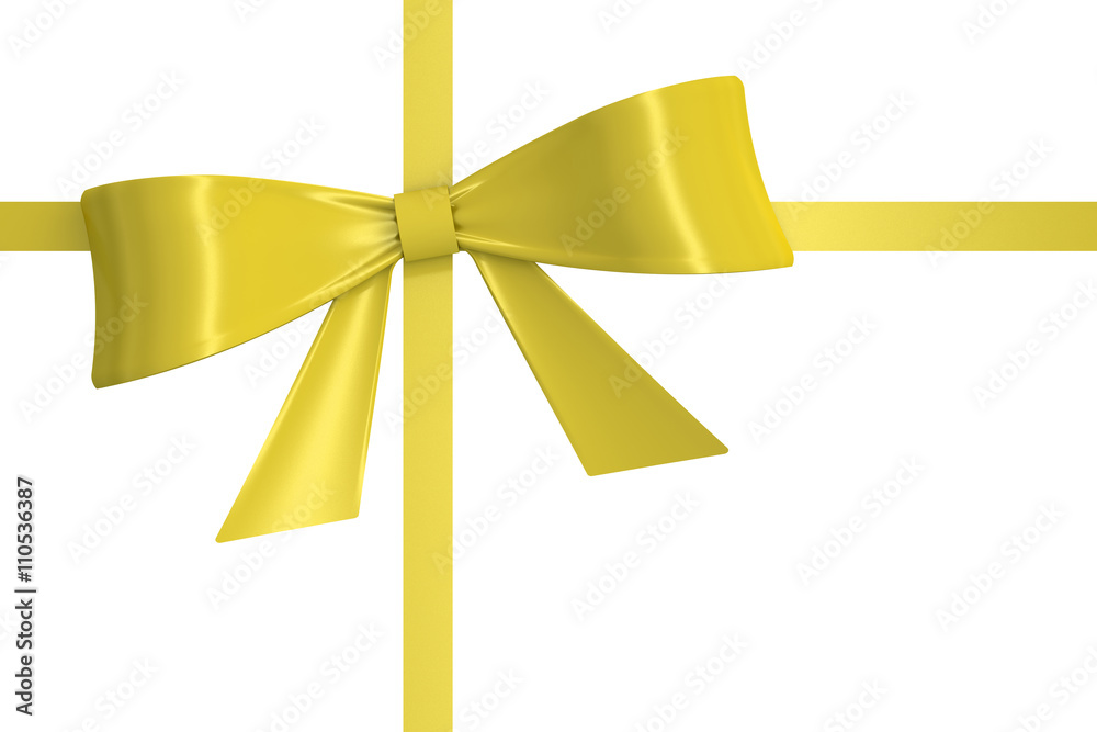 yellow bow and ribbon, 3D rendering yellow bow and ribbon, 3D rendering
