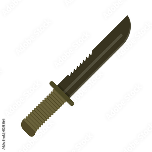 Army Military knife dark green . Special squad soldier weapons. Vector illustration