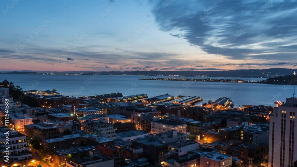 San Francisco Bay Dawn Time Lapse with Zoom Out