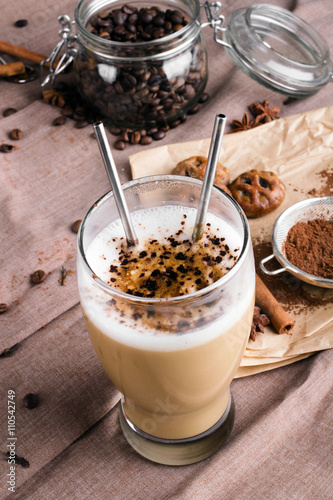 coffee latte with chocolate sprinkles