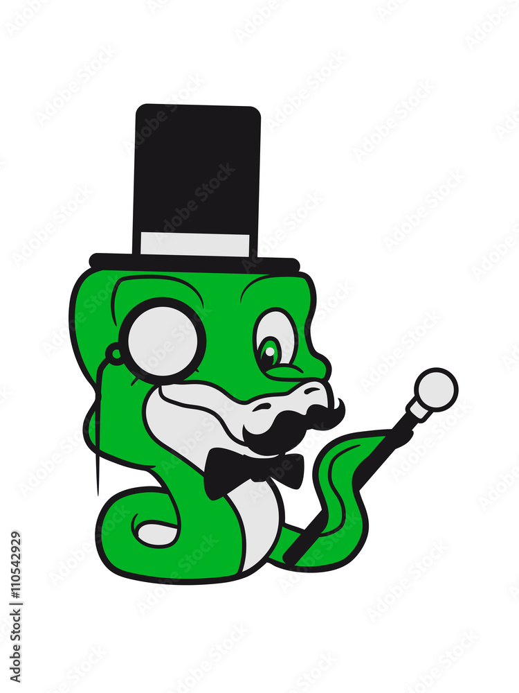 Obraz premium fly stock sir mr mustache mustache hat cylinder gentlemen small cute sweet baby snake