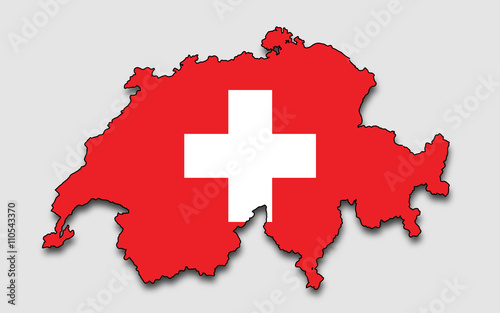 Map of Switzerland, Filled with the National Flag 