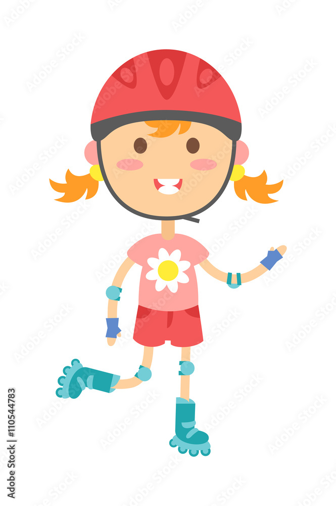 Roller girl vector illustration.