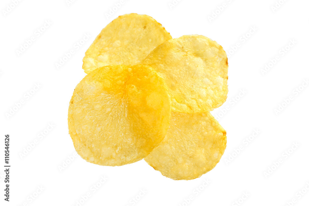 Potato chips isolated on white background Potato chips isolated on white background