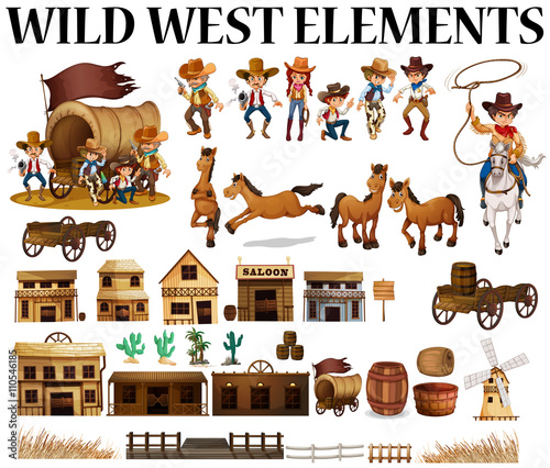 Wild west cowboys and buildings