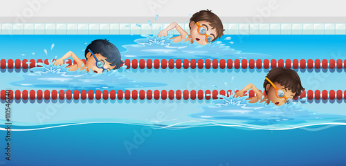 Athletes swimming in the pool