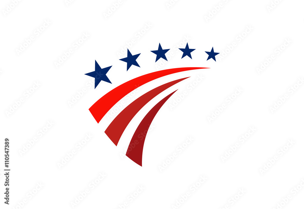  star america stripe flag logo - obrazy, fototapety, plakaty 