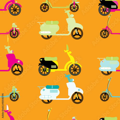 seamless background with mopeds
