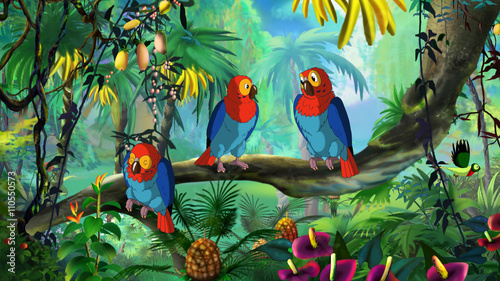 Macaw Parrot sitting on a Branch