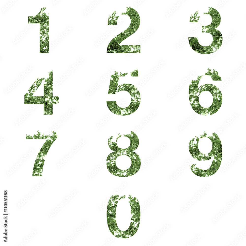 Collection of 0-9 number letter double exposure with ark green l Collection of 0-9 number letter double exposure with ark green l