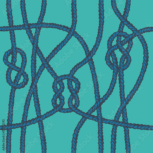 Marine rope knot seamless pattern.