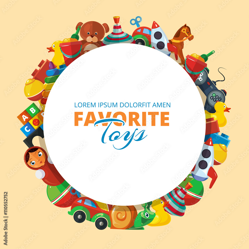 Obraz premium Toys icons for kids in circle shape