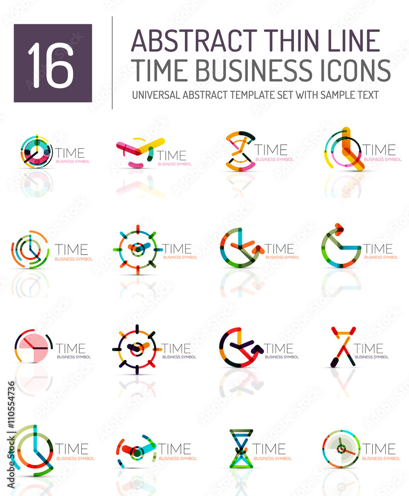 Fototapeta premium Geometric clock and time icon set