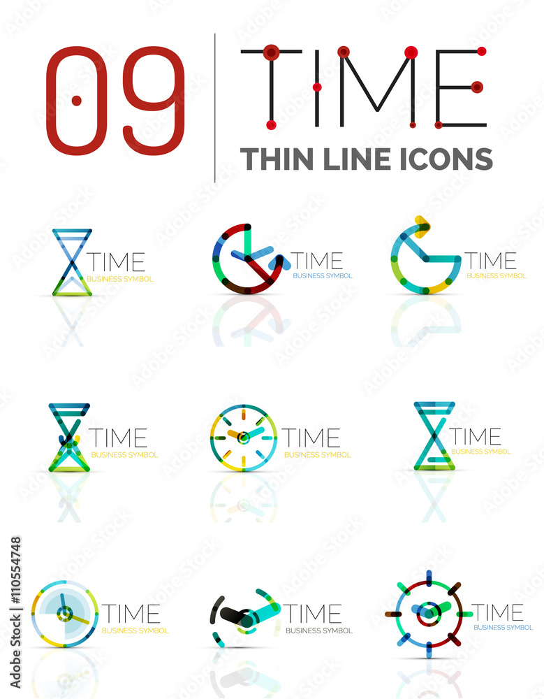Geometric clock and time icon set Geometric clock and time icon set