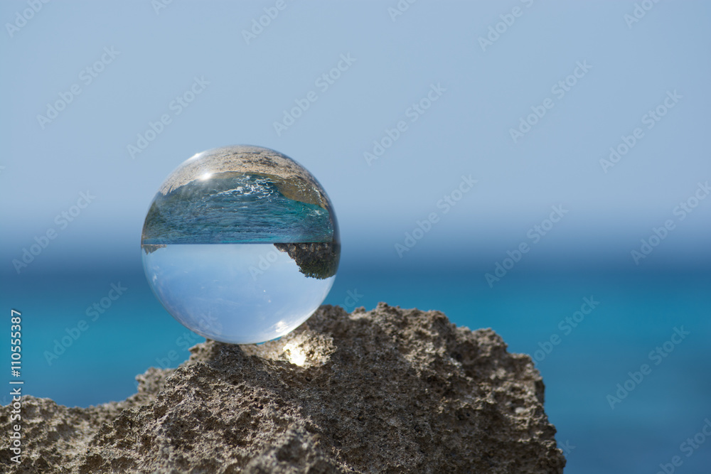 Glass ball at Mediterranean Sea Glass ball at Mediterranean Sea