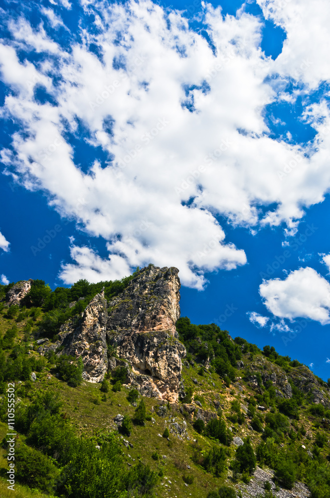 Landscape around river Uvac gorge at sunny summer morning, southwest Serbia