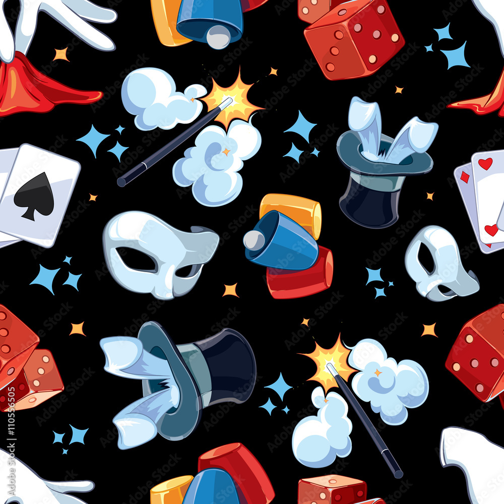 Patterns Magican Seamless pattern with Magician illsutrations Stock Vector | Adobe Stock