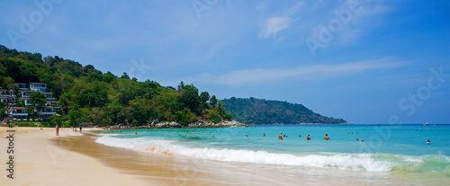 Tourists on Kata Noi beach on a sunny day  Phuket  Thailand 