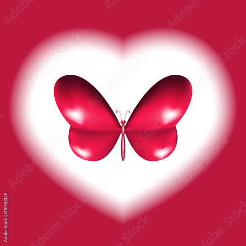 Valentine card with butterfly in the form of heart. Typography Graphics. Symbol of love. T-shirt Printing Design for sportswear apparel, invitation, greeting, poster, tee, shirt or other uses. Vector