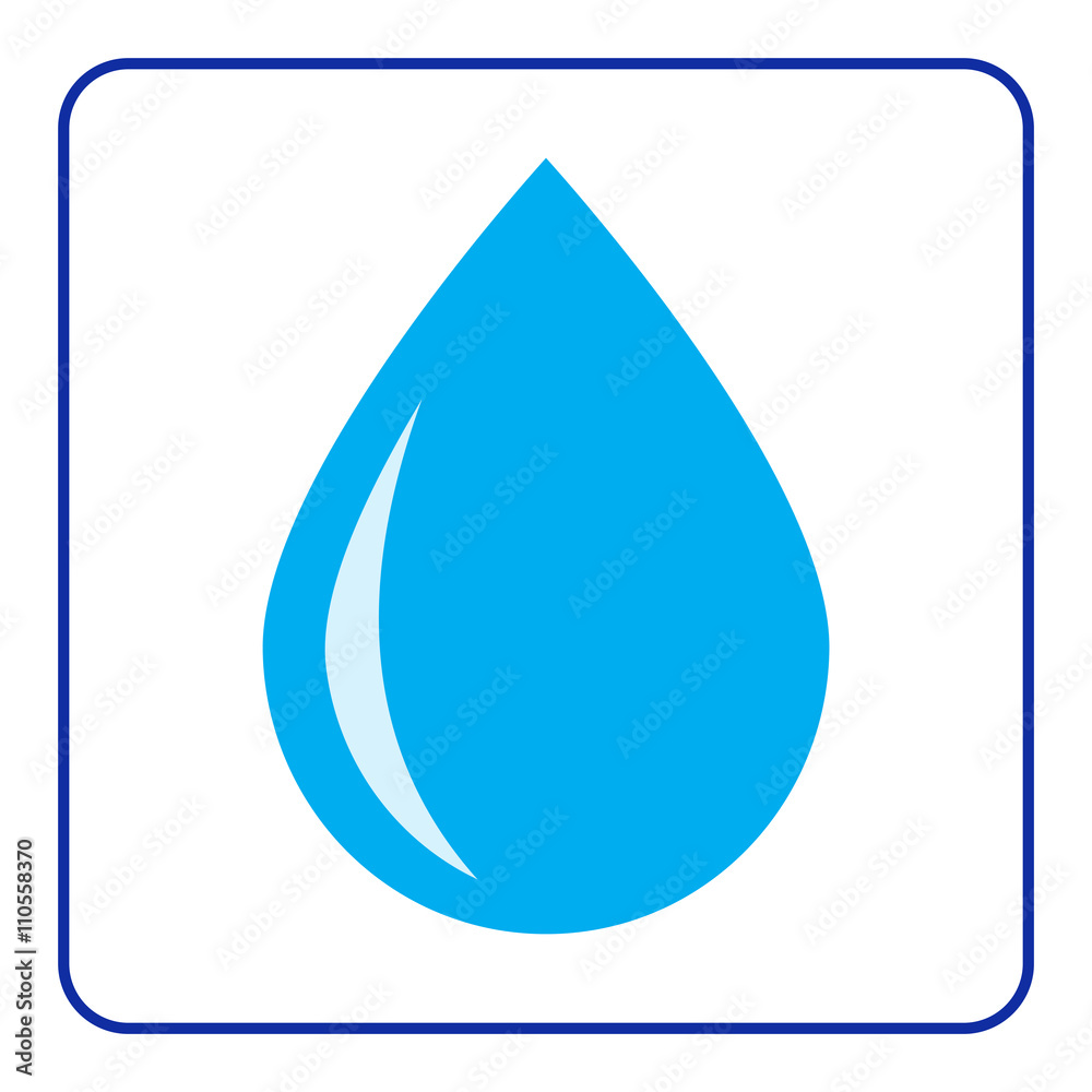 Blue water drop icon. Concept Save the Planet. Protect water of world. Care of Earth. Ecology design element. Eco symbols isolated on white background. Flat style. Organic Bio. Vector illustration Blue water drop icon. Concept Save the Planet. Protect water of world. Care of Earth. Ecology design element. Eco symbols isolated on white background. Flat style. Organic Bio. Vector illustration
