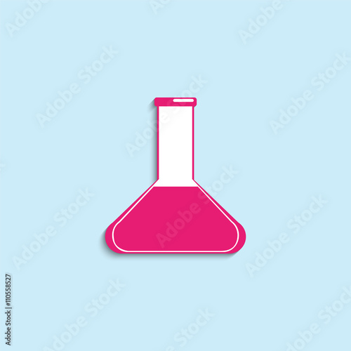 Flask with liquid. Vector icon.