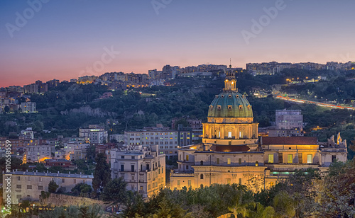 Canvastavla Sunset on The Buon Consiglio church in Naples, imitation of St.