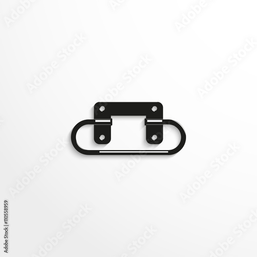 Hardware elements. The handle of the box. Vector illustration. Black and white view.