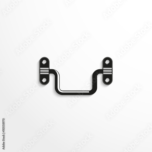 Hardware elements. The handle of the box. Vector illustration. Black and white view.