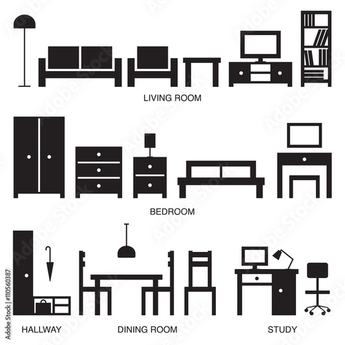 Vector home furniture silhouette icons 2