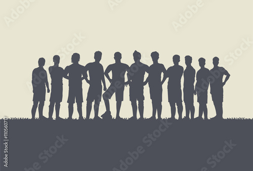 Silhouettes of soccer teams