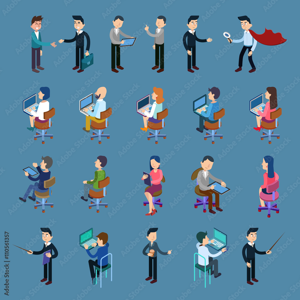 Isometric Office Workers. Business People Set. Isometric Business Isometric Office Workers. Business People Set. Isometric Business