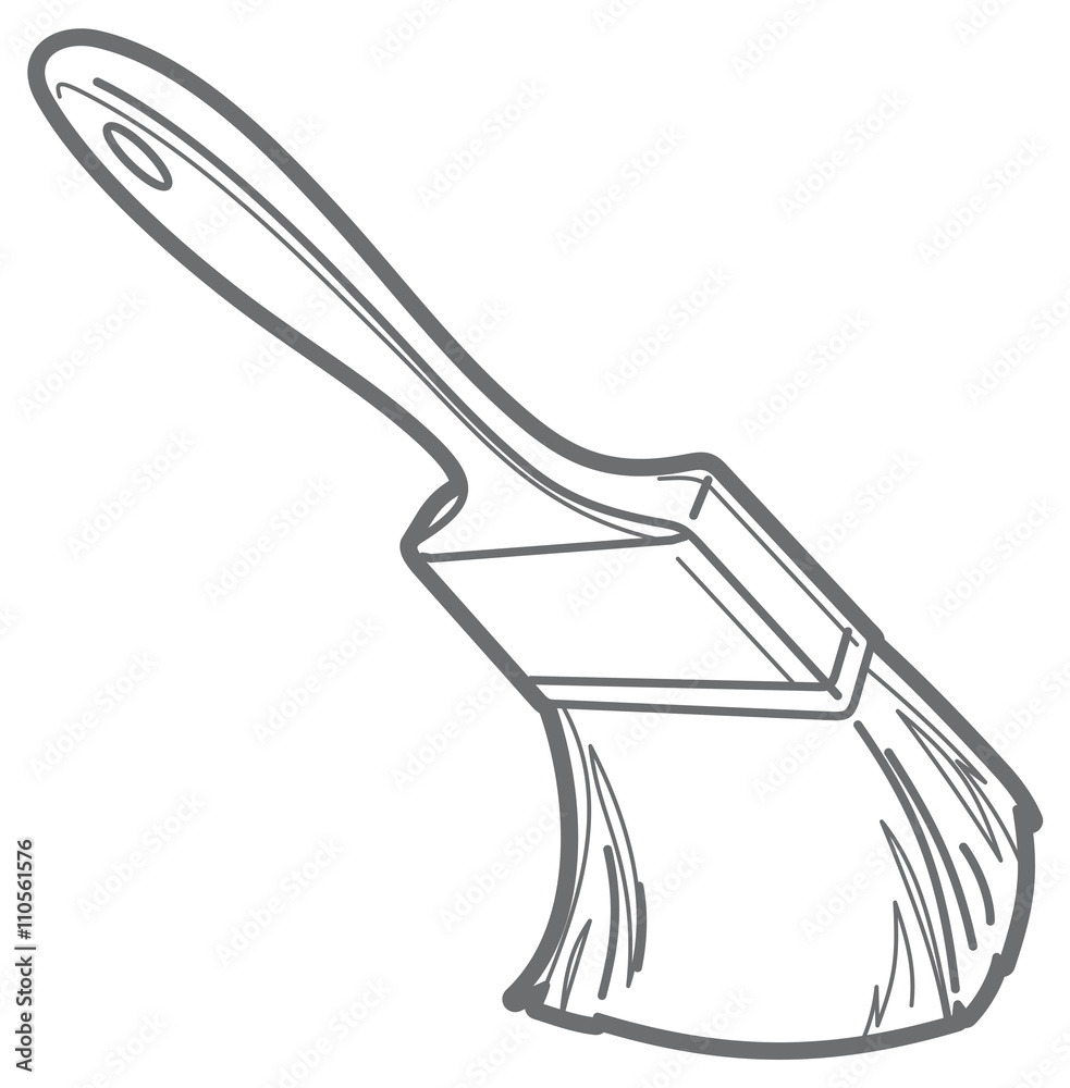 Paint brush. Vector outline Stock Vector | Adobe Stock