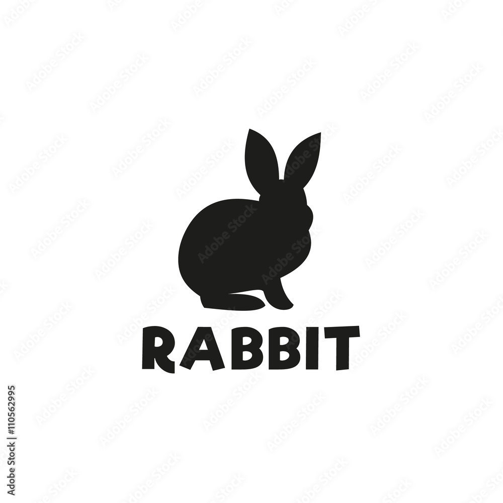 Silhouette of a rabbit sitting under logo, pet modern design flat-style qualitative icons drawing initial submissions Silhouette of a rabbit sitting under logo, pet modern design flat-style qualitative icons drawing initial submissions